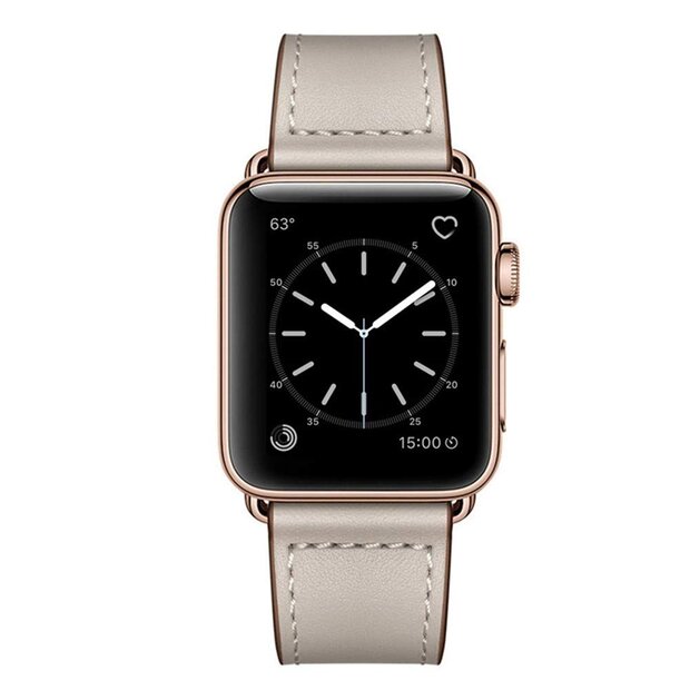 Leren bandje - Taupe - Geschikt voor Apple Watch 44mm / 45mm&nbsp;/ 46mm / 49mm