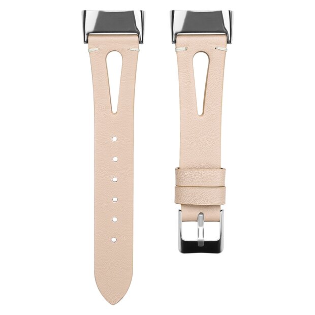 Fitbit Charge 5 &amp; 6 bandje - PU leather - Beige