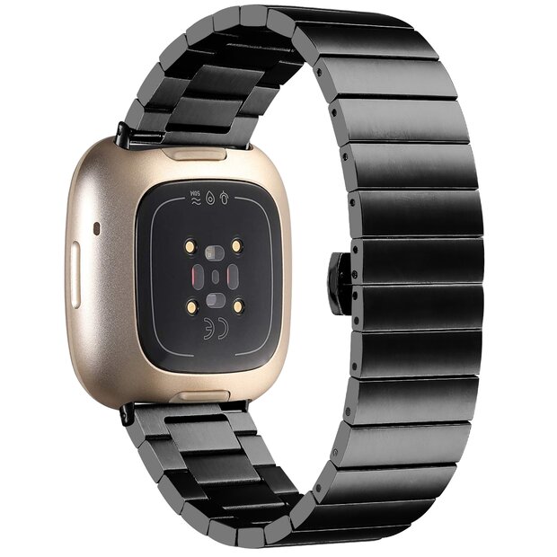 Fitbit Versa 3/4 &amp; Sense 1/2 metalen schakelband - Zwart