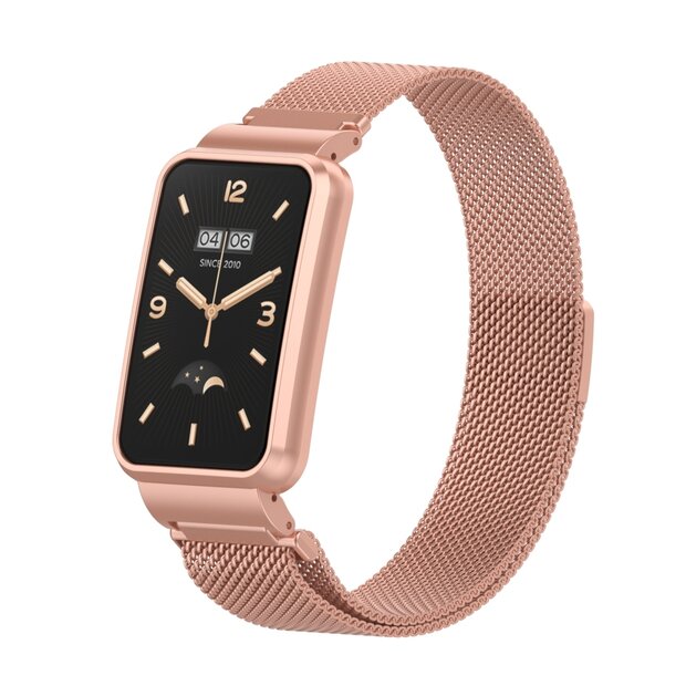Milanese loop bandje met case - Ros&eacute; goud - Xiaomi Smart Band 7 Pro