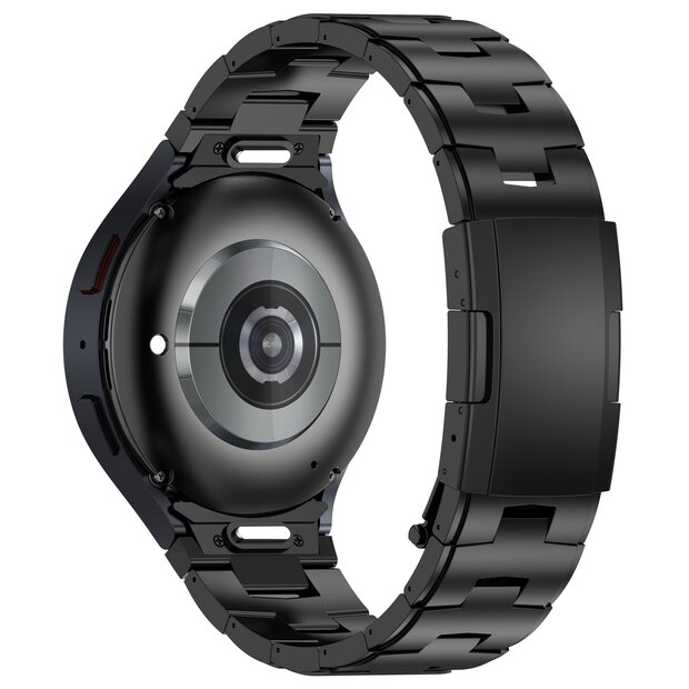 Titanium band met aansluitknop  - Zwart - Samsung Galaxy Watch 6 - 40mm &amp; 44mm