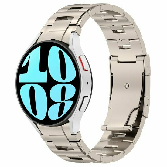 Titanium band met aansluitknop - Titanium kleur - Samsung Galaxy watch 7 / Galaxy Watch FE - 40mm &amp; 44mm