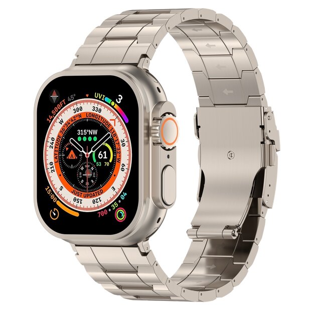 Titanium Premium Link bandje  - Titanium kleur - Geschikt voor Apple Watch 44mm / 45mm&nbsp;/ 46mm / 49mm