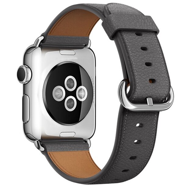 Classic lederen bandje - Grijs - Geschikt voor Apple Watch 38mm / 40mm / 41mm / 42mm