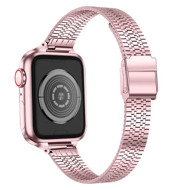 Stainless steel slim fit bandje - Ros&eacute; pink - Geschikt voor Apple Watch 38mm / 40mm / 41mm / 42mm