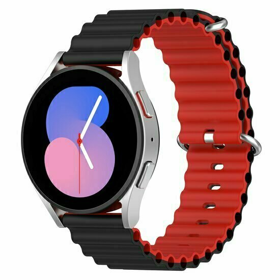 Ocean Style siliconen bandje - Zwart / rood - Huawei Watch 4 (pro) / 3 (pro) / Ultimate