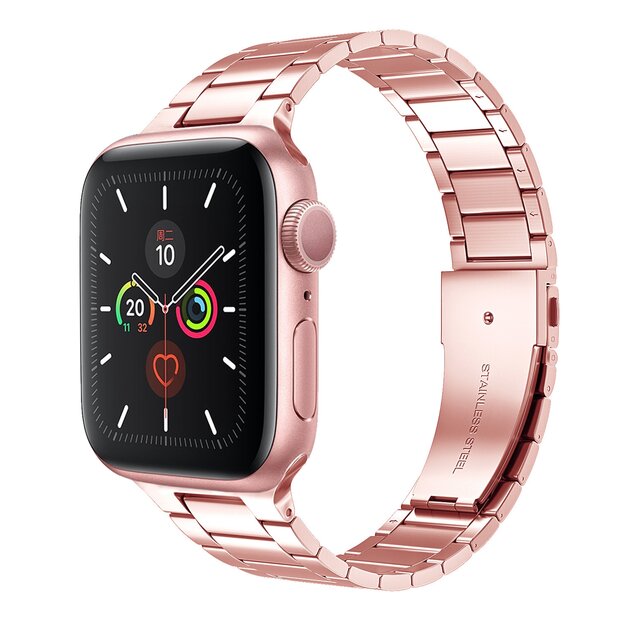Stalen schakelband - Ros&eacute; goud - Geschikt voor Apple watch 38mm / 40mm / 41mm / 42mm