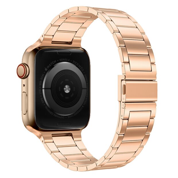 Stalen schakelband - Champagne goud - Geschikt voor Apple watch 44mm / 45mm&nbsp;/ 46mm / 49mm