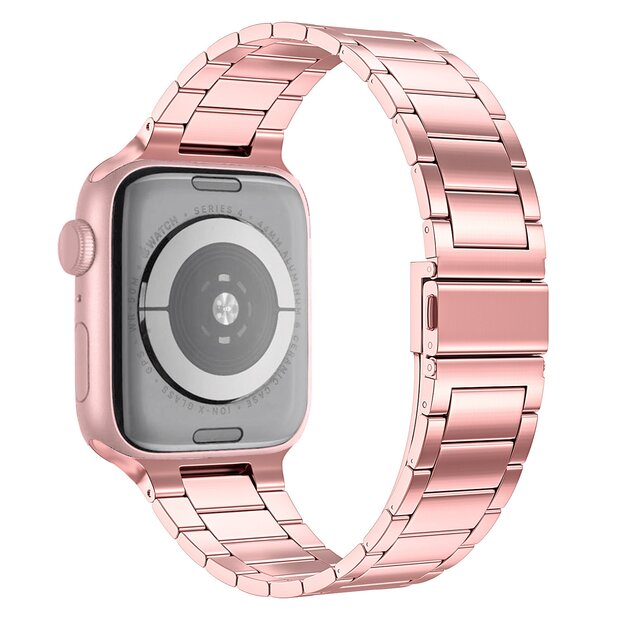 Stalen schakelband - Ros&eacute; goud - Geschikt voor Apple watch 44mm / 45mm&nbsp;/ 46mm / 49mm