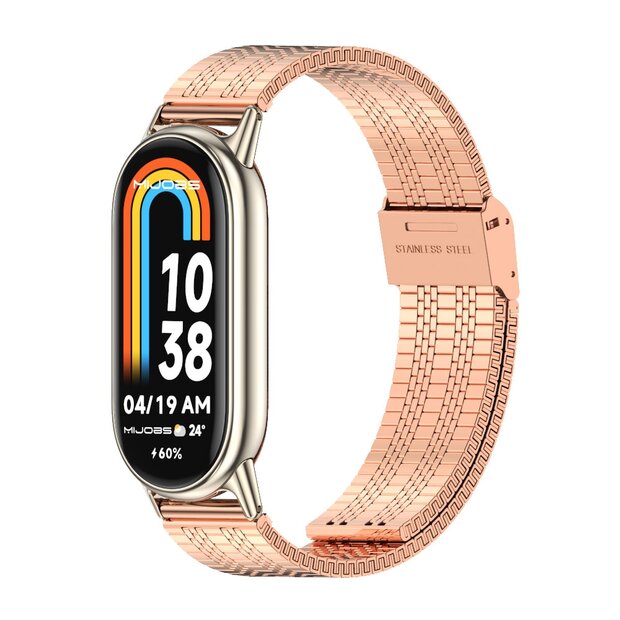 Stalen RVS band - Ros&eacute; goud - Xiaomi Smart Band 8 / 9 / 10