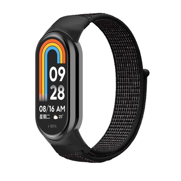 Sport loop nylon bandje - Zwart gem&ecirc;leerd - Xiaomi Smart Band 8 / 9 / 10