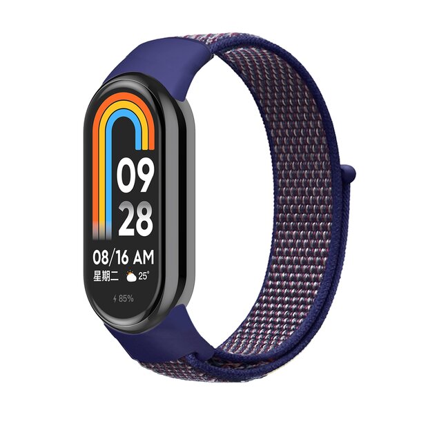 Sport loop nylon bandje - Donkerblauw gem&ecirc;leerd - Xiaomi Smart Band 8 / 9 / 10
