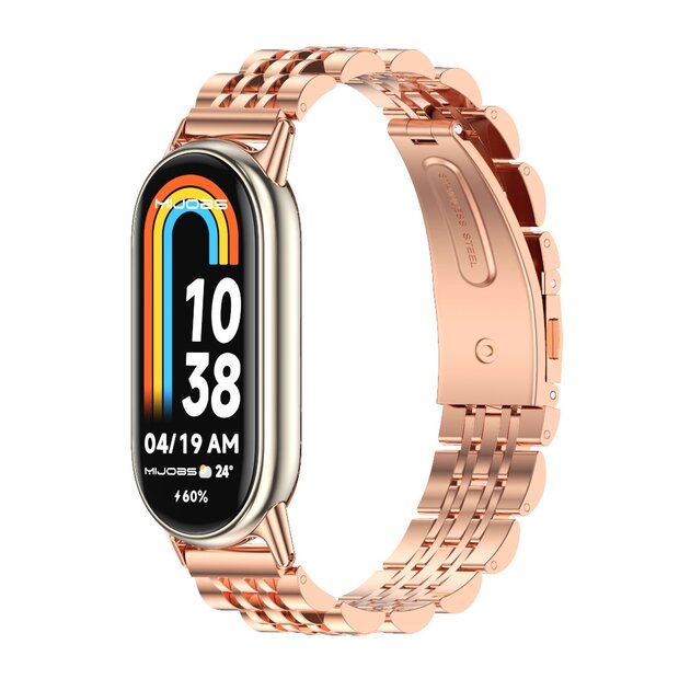 Stalen schakelbandje - Ros&eacute; goud - Xiaomi Smart Band 8 / 9 / 10