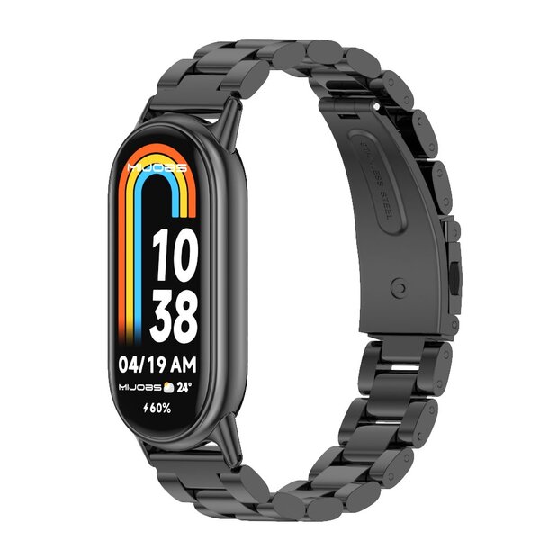 Stalen schakelband - Zwart - Xiaomi Smart Band 8 / 9 / 10