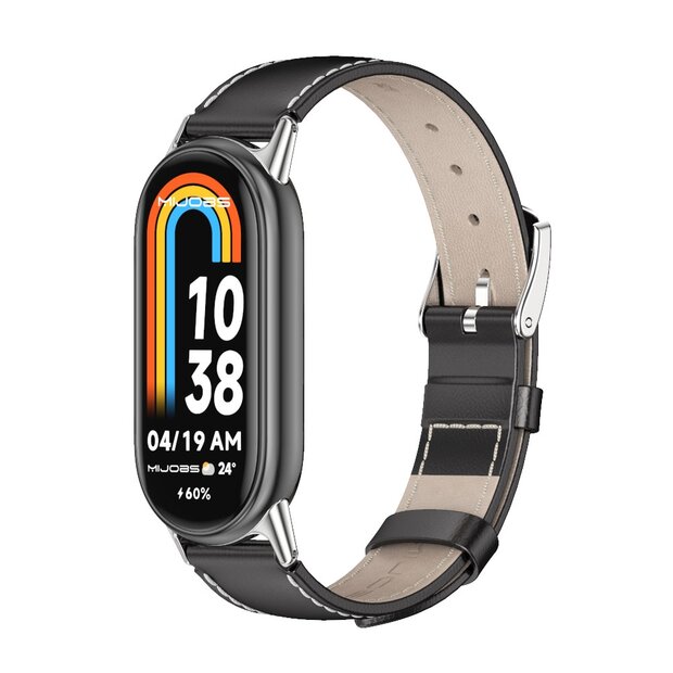 Echt leren bandje - Zwart - Xiaomi Smart Band 8 / 9 / 10