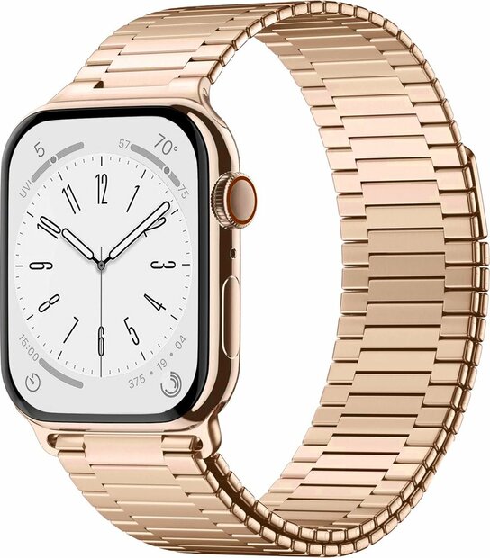 Magnetische stalen band - Zeer sterke magneet - Ros&eacute; goud - Geschikt voor Apple Watch 44mm / 45mm&nbsp;/ 46mm / 49mm