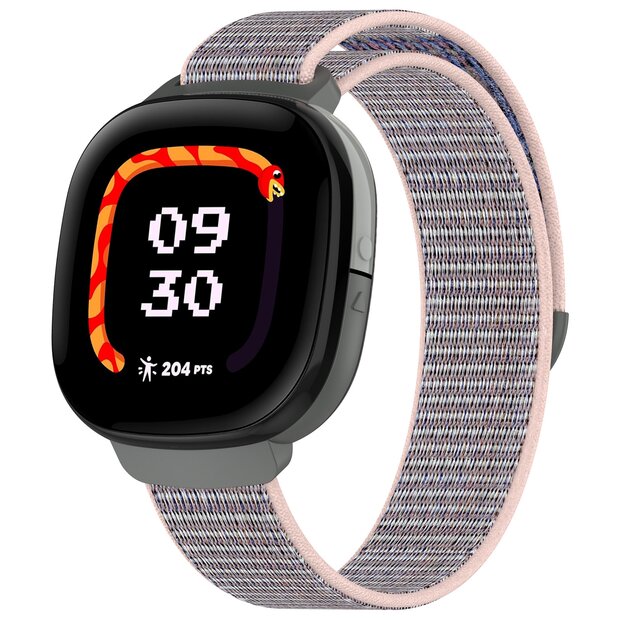 Fitbit Ace LTE - Nylon loop band met klittenbandsluiting - Zandroze