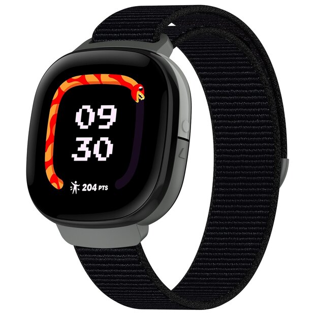 Fitbit Ace LTE - Nylon loop band met klittenbandsluiting - Zwart
