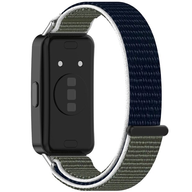 Sport loop nylon bandje - Blauw / groen - Huawei Band 10 / 9 / 8