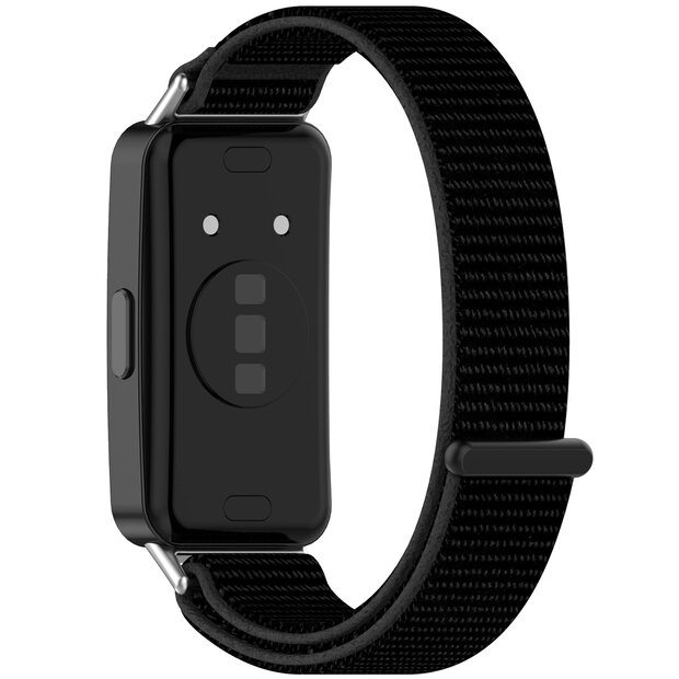Sport loop nylon bandje - Zwart - Huawei Band 10 / 9 / 8