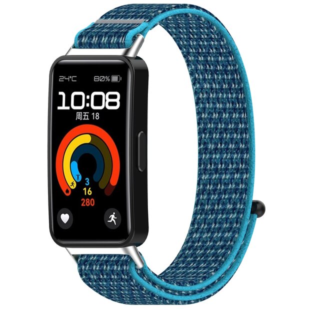 Sport loop nylon bandje - Blauw - Huawei Band 10 / 9 / 8