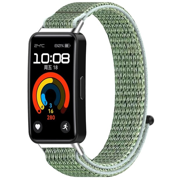 Sport loop nylon bandje - Groen - Huawei Band 10 / 9 / 8