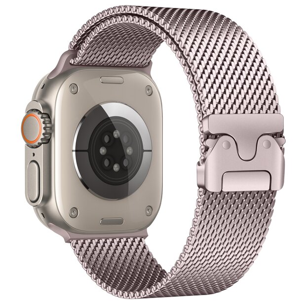 Milanese loop band met klik-sluiting - Ros&eacute; pink - Geschikt voor Apple Watch 44mm / 45mm / 46mm / 49mm