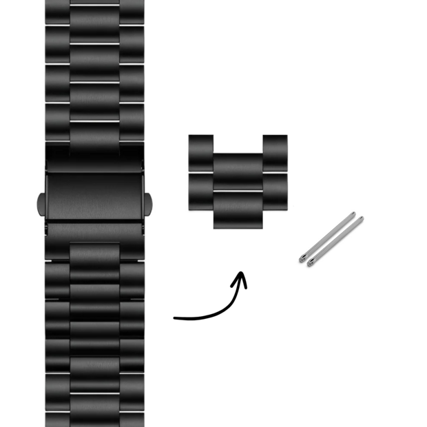 Stalen schakels - 20mm banden - Zwart