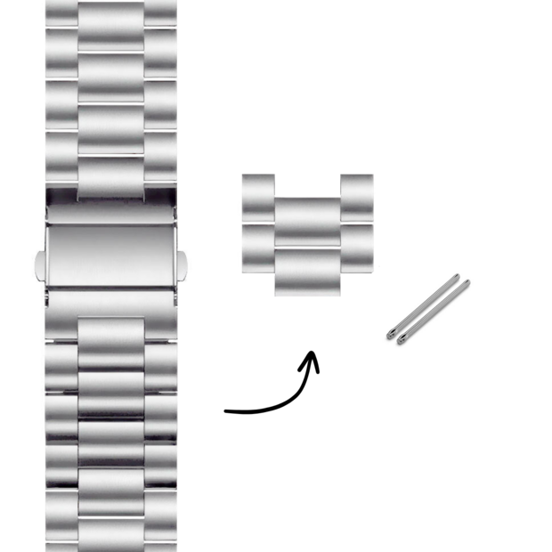 Stalen schakels - 22mm banden - Zilver