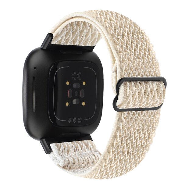 Fitbit Versa 3/4 &amp; Sense 1/2 Nylon loop bandje - Beige