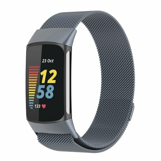 Milanese bandje - Grijs - Geschikt voor FitBit Charge 5