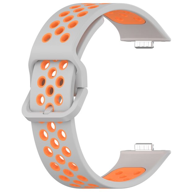 Tweekleurige siliconen band - Grijs met oranje - Huawei Watch Fit 3 / Fit 4