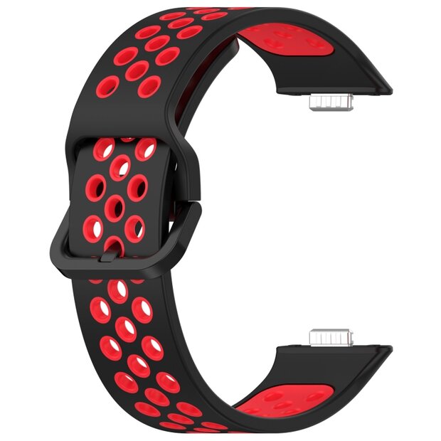 Tweekleurige siliconen band - Zwart met rood - Huawei Watch Fit 3 / Fit 4