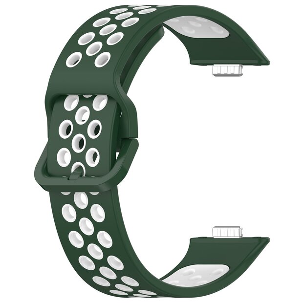 Tweekleurige siliconen band - Groen met wit - Huawei Watch Fit 3 / Fit 4
