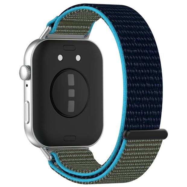 Sport loop nylon bandje - Blauw met groen - Huawei Watch Fit 3 / Fit 4