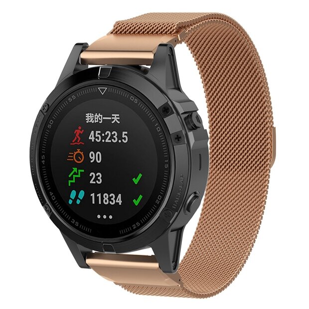 Milanese bandje - Ros&eacute; goud - Large - Garmin Fenix 7X / 6X / 5X