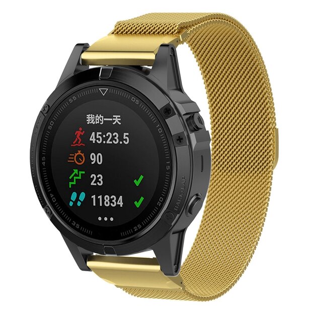 Milanese bandje - Goud - Large - Garmin Fenix 7X / 6X / 5X