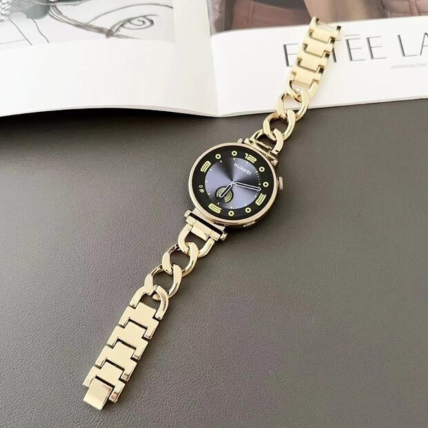 Huawei Watch GT 4 / GT 5 (41mm) &amp; GT 5 Pro (42mm) - Metalen quick-release ketting band - Goud