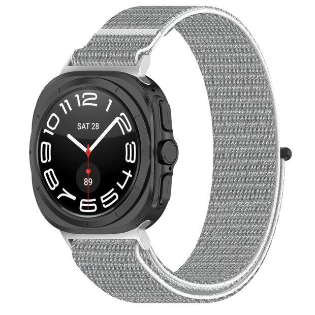 Nylon Sport loop bandje - Lichtgrijs - Samsung Galaxy Watch Ultra 47mm