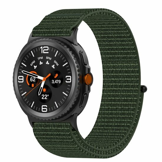 Sportloop nylon bandje - Donkergroen - Samsung Galaxy Watch 8 Classic - 46mm