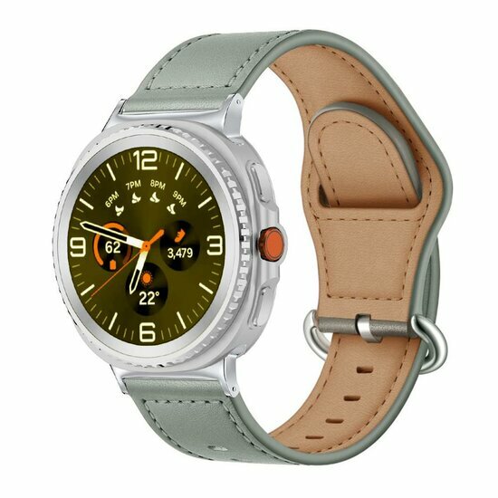 Classic leren band - Grijs - Samsung Galaxy Watch 8 Classic - 46mm