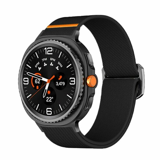 Nylon Loop bandje - Zwart - Samsung Galaxy Watch 8 Classic - 46mm
