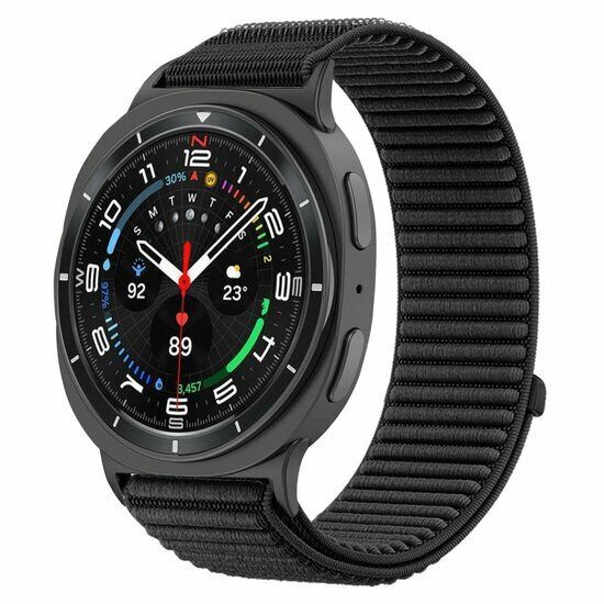 Nylon ribbelbandje - Zwart - Samsung Galaxy Watch 8 Classic - 46mm