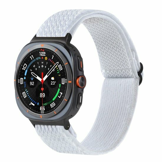 Elastische solo loop nylon bandje - Wit - Samsung Galaxy Watch 8 Classic - 46mm