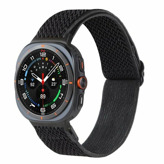 Elastische solo loop nylon bandje - Zwart - Samsung Galaxy Watch 8 Classic - 46mm