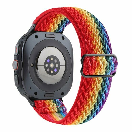 Elastische solo loop nylon bandje - Regenboog - Samsung Galaxy Watch 8 Classic - 46mm