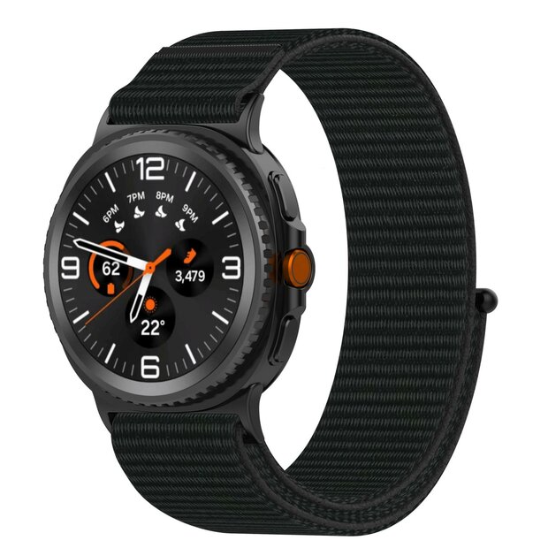 Sportloop nylon bandje - Zwart - Samsung Galaxy Watch 8 - 40mm / 44mm