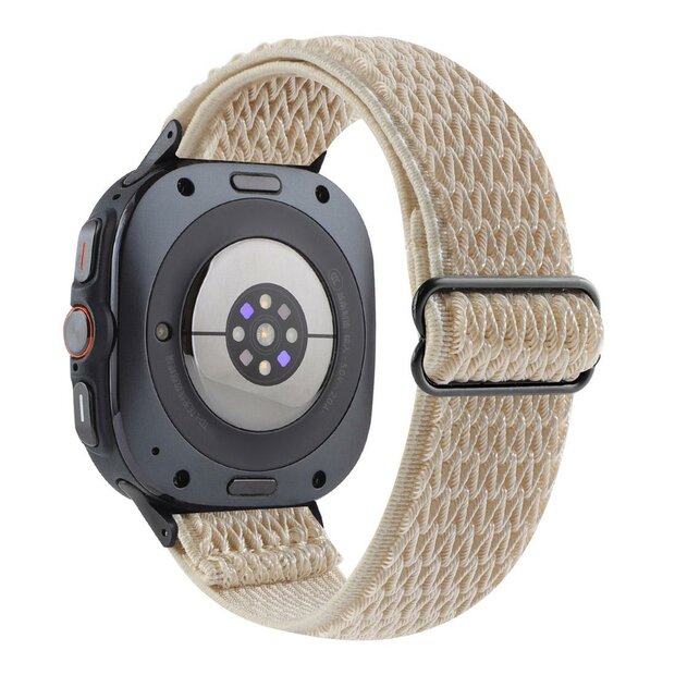 Elastische solo loop nylon bandje - Beige - Samsung Galaxy Watch 8 - 40mm / 44mm