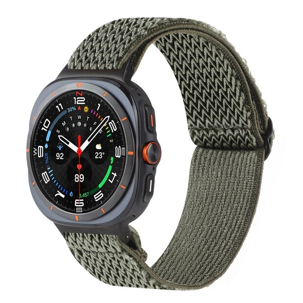 Elastische solo loop nylon bandje - Donkergroen - Samsung Galaxy Watch 8 - 40mm / 44mm