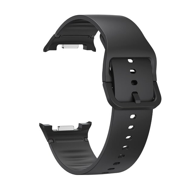 Soft siliconen band - Maat: S/M - Zwart - Samsung Galaxy Watch 8 - 40mm / 44mm
